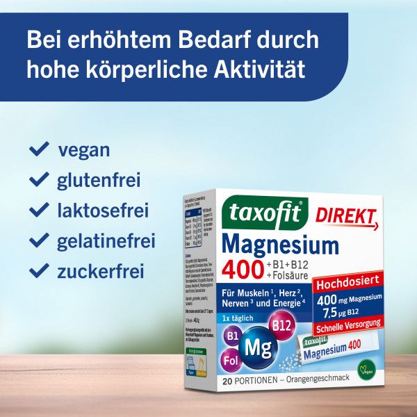 bodyguardapotheke TAXOFIT Magnesium 400+B1+B6+B12+Folsäure 800 Gran Bis zu 60% Rabatt