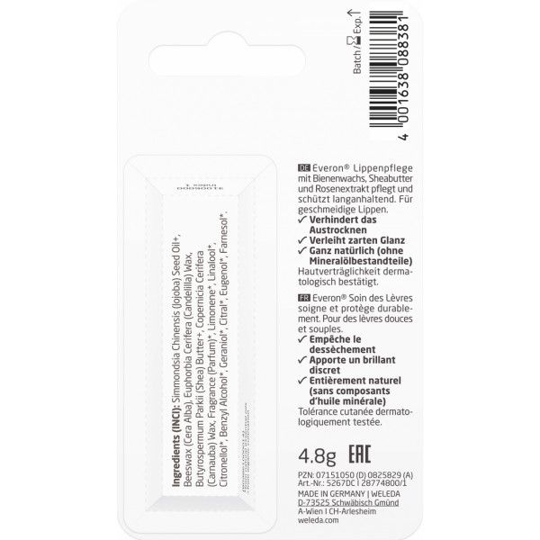 bodyguardapotheke Weleda Everon Lippenpflege - pflegt & schützt trockene Lippen Nur für heute