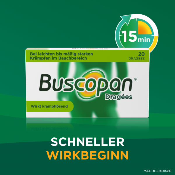 bodyguardapotheke BUSCOPAN Dragees mit Butylscopolamin bei leichten bis mäßig starken Bauchschmerzen und Bauchkrämpfen 2025