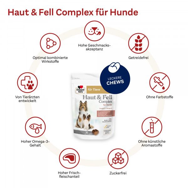 bodyguardapotheke DOPPELHERZ für Tiere Haut&Fell Compl.Chews f.Hunde Heißer Verkauf