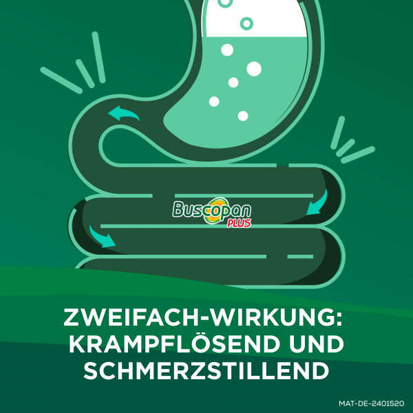 bodyguardapotheke BUSCOPAN plus Filmtabletten mit Paracetamol bei stärkeren Schmerzen und Krämpfen im Bauchbereich Super Sparpreis