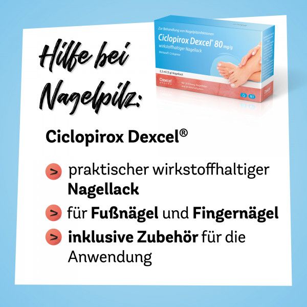 bodyguardapotheke CICLOPIROX Dexcel gegen Nagelpilz 80 mg/g wirkstoffhaltiger Nagellack Begrenzte Freigabe