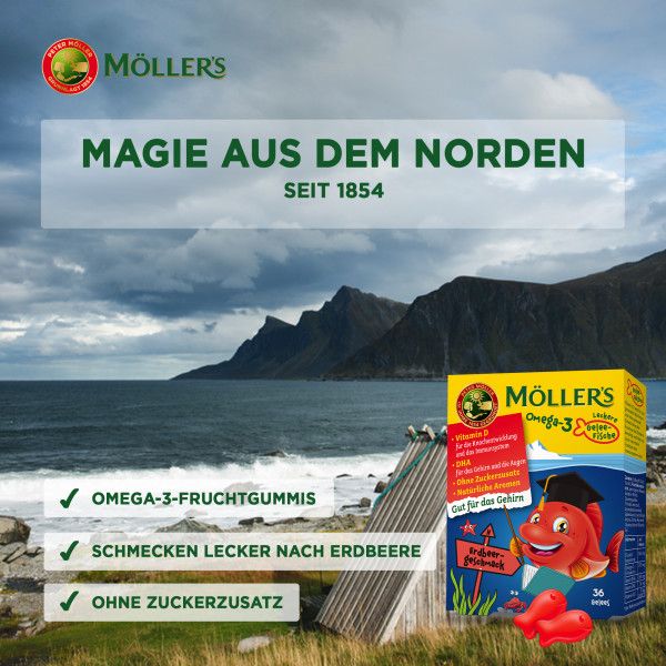 bodyguardapotheke MÖLLER'S Omega-3 Gelee Fisch Erdbeere Kautabletten Weihnachtsangebot