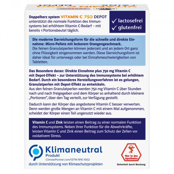 bodyguardapotheke DOPPELHERZ Vitamin C 750 Depot system Pellets VIP-Rabatte