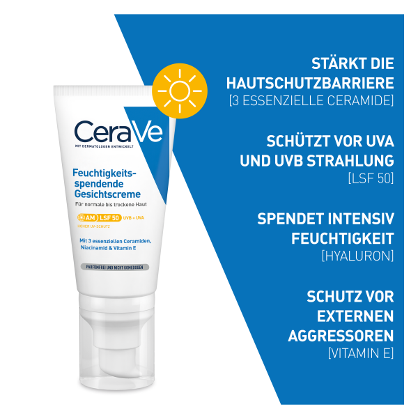 bodyguardapotheke CERAVE feuchtigkeitsspendende Gesichtscreme SPF 50 Letzter Tag