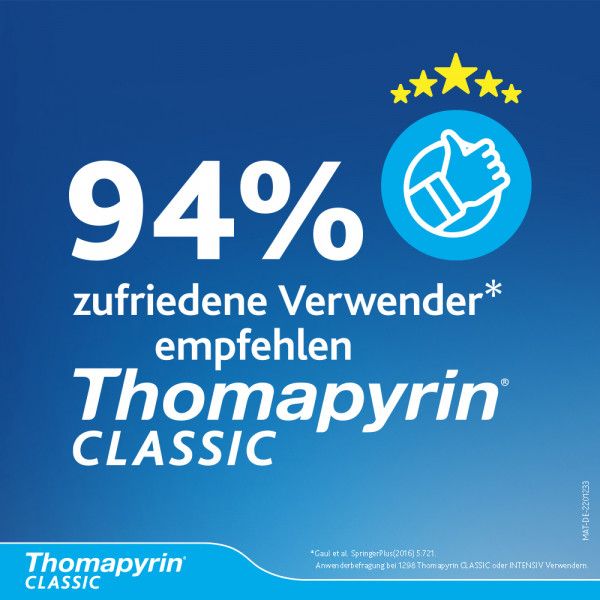 bodyguardapotheke THOMAPYRIN CLASSIC Schmerztabletten bei Kopfschmerzen mit ASS Paracetamol und Coffein Verkauf