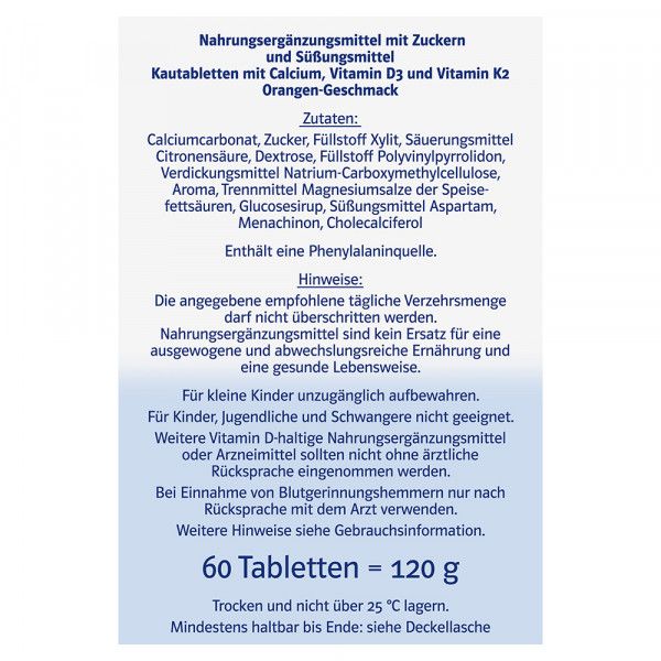 bodyguardapotheke DOPPELHERZ Calcium 1000+D3+K2 system Kautabletten Räumungsverkauf
