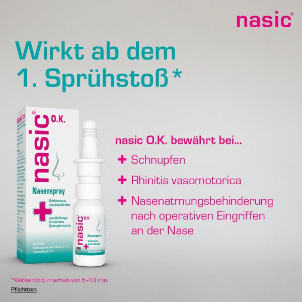 bodyguardapotheke NASIC o.K. Nasenspray ohne Konservierungsstoffe schleimhautabschwellendes & wundheilungsförderndes Schnupfenspray Jubiläumsangebot