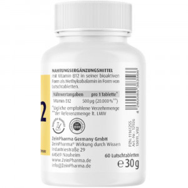 bodyguardapotheke VITAMIN B12 500 μg Methylcobalamin Lutschtabletten Schlussverkauf