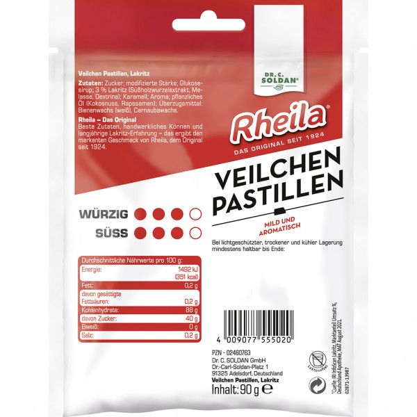 bodyguardapotheke RHEILA Veilchen Pastillen mit Zucker Nur für heute