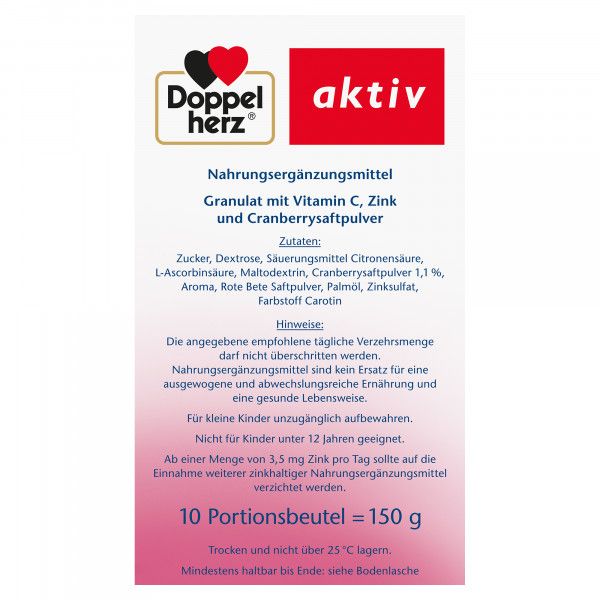 bodyguardapotheke DOPPELHERZ heiße Cranberry m.Vit.C+Zink Granulat 50% Rabatt für begrenzte Zeit