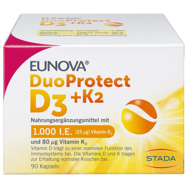bodyguardapotheke EUNOVA DuoProtect D3+K2 1000 I.E./80 μg Kapseln Versandkostenfrei