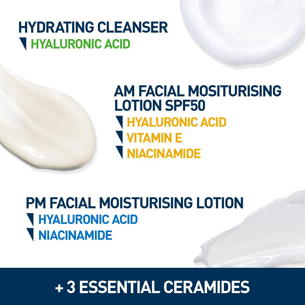 lookfantastic CeraVe Exclusive Skincare Routine Simplified Set for Face Cleansing & Moisturising with Hyaluronic Acid SPF & Niacinamide Flash Sale