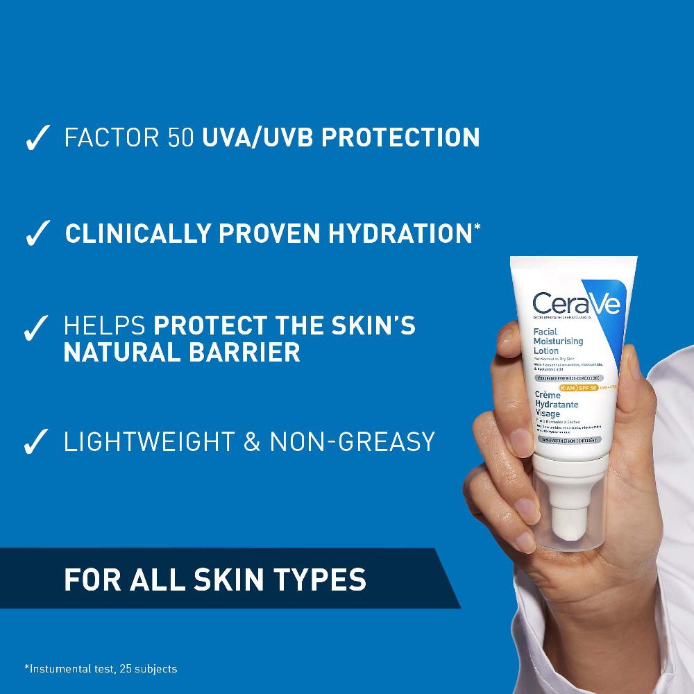 lookfantastic CeraVe AM Facial Moisturising Lotion SPF50 for Normal to Dry Skin 52ml Nur noch ein Tag übrig