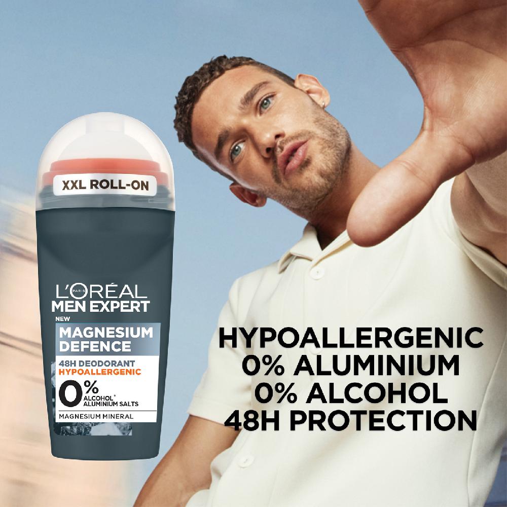 lookfantastic L'Oréal Paris Men Expert Magnesium Defence Hypoallergenes 48-Stunden-Roll-On Deodorant 50 ml 50% Rabatt mit kostenlosem Versand